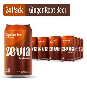 Zevia Zero Sugar Ginger Root Beer Soda Pop 12 Fl Oz (Pack of 24) Soft Drinks - Picture 1 of 7