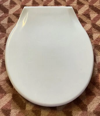 "Asiento de inodoro de plástico Lucite vintage años 60 azul redondo 15"" Sears" Foto 1 de 4