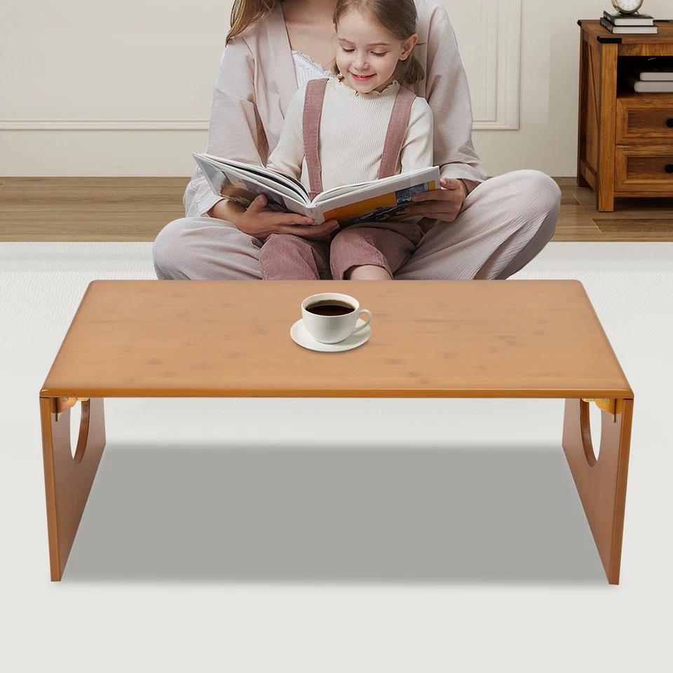 Folding Low Floor Coffee Table Foldable Portable For Sitting On The Floor Brown - Image 1 of 4