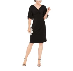 Connected Apparel Chiffon Tiered Sleeve Short Dress Sz10 $69 - Picture 1 of 7