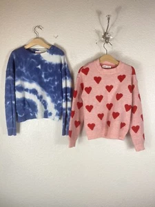 Sweater Lot Girls Size Medium 10 Sweaters Hearts & Blue Tye-dye - Picture 1 of 6