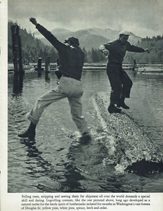 Logrolling Contest Washington Forest Lumberjacks circa 1940 PHOTO FROM BOOK - Picture 1 of 1