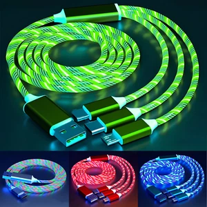 Cavo Ricarica Rapida Cellulare Luminoso 3 Porte in 1 USB C iPhone iOS Micro USB - Foto 1 di 13