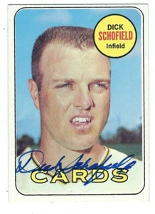 Handsignierte DICK SCHOFIELD St. Louis Cardinals 1969 Topps Karte #18 mit COA - Bild 1 von 1
