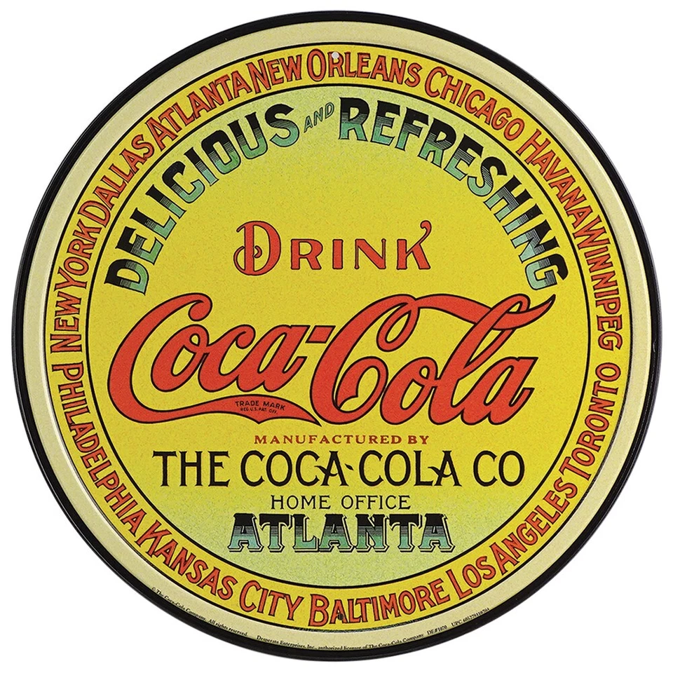 Tin Sign "coke - Round Keg Label"