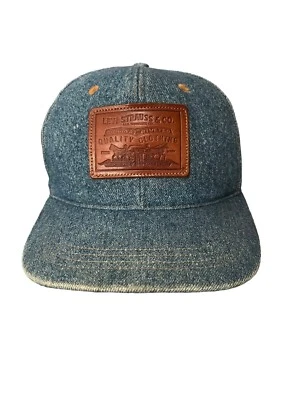Gorra de vaquero Levi Strauss Denim Trucker Rancher sombrero correa de cuero ajustable trasera  Foto 1 de 4