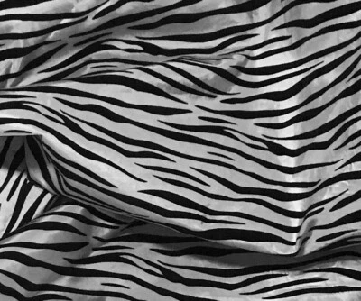 "Tela flocada de terciopelo tigre negro plateado 60"" de ancho vendida por yarda cebra" Foto 1 de 3