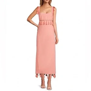 Antonio Melani Größe 10 rosa Nat Note Cici Quaste Leinen Maxikleid ärmellos - Bild 1 von 7