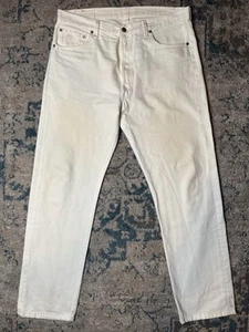 VINTAGE Levi's 501xx Jeans Herren 36x32 weiß Denim gerade Knopfleiste 90er USA - Bild 1 von 15