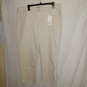 Code Bleu Women 20W High Rise Straight Ankle Jean Pants Sand Beige Frayed Hem A4 - Picture 1 of 16