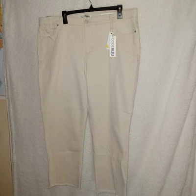 Code Bleu Women 20W High Rise Straight Ankle Jean Pants Sand Beige Frayed Hem A4 - Image 1 of 4