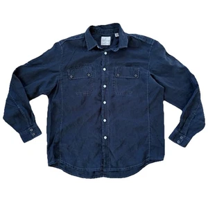 Tommy Bahama Hemd Herren Large Schwarz Leinen Knopfleiste Langarm Freizeit Taschen - Bild 1 von 6