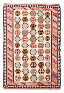 Traditional Vintage Hand Woven Carpet 4'5" x 6'11" Wool Kilim Area Rug - Picture 1 of 9