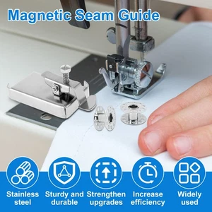 2Pcs Magnetic Seam Guide Stainless Steel Sewing Hemmer Guide with 4 Bobbin stfUc - Picture 1 of 10