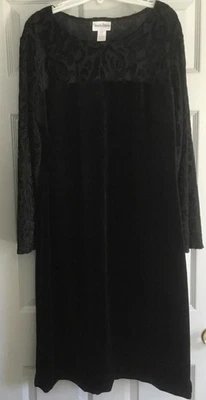 Vestido midi Diane von Fürstenberg veludo preto burnout manga longa tamanho 1X - Imagem 1 de 4