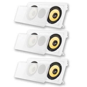 Paquete de 3 altavoces de montaje empotrado Acoustic Audio HD6c woofers dobles de 6,5" en pared - Imagen 1 de 5