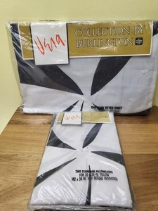 Sábana bajera y 2 fundas de almohada vintage Vera Neumann SILHOUETTE doble ajuste nuevo en stock - Imagen 1 de 8