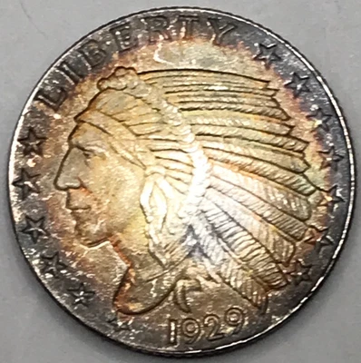 Indian Head 1/10 Oz 999 Fine Silver Round Crazy Rainbow Toning!!!! - Image 1 of 2