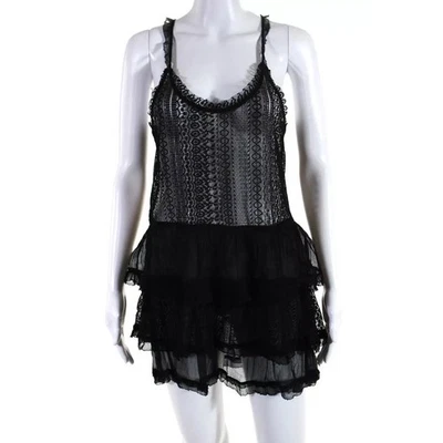 Kimchi Blue Womens Racerback Tiered Lace Sleeveless Mini Dress Black Size large  - Image 1 of 4