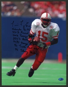Tommie Frazier SIGNED 11x14 Photo + 7 Stats INSC Nebraska PSA/DNA AUTOGRAPHED - Picture 1 of 1