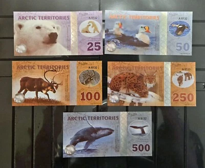 Billete de dólar Arctic Unc colección animal oso polar 5 x piezas Foto 1 de 2