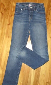 Justice Jeans Girls 12S  Med Wash Dec Pockets Straight Jeans Great Preowned - Picture 1 of 5