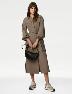 M&S Pure Cotton Collared Midi Shirt Dress Plus Size 24 reg BNWT - Picture 1 of 4