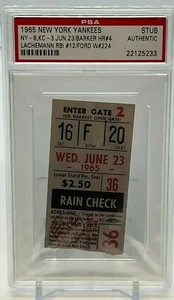 1965 New York Yankees Ticket Whitey Ford Win W #224 Barker HR #4 Lachemann PSA  - Picture 1 of 6