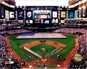 2001 World Series 8x10 Photo PhotoFile Licensed Diamondbacks Yankees Flag - Picture 1 of 1