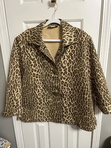 VTG Painted Pony Women's Leopard Print Button Down Jacket Coat USA SZ Large   - Picture 1 of 7
