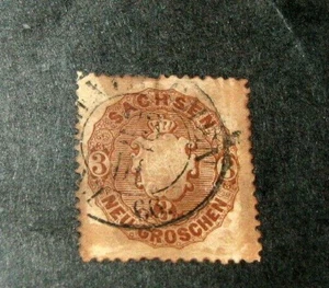 Sachsen-Deutschland Briefmarke Scott # 19 Wappen 1863 gebraucht L460 - Bild 1 von 1