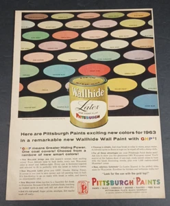 Vintage 1963 Pittsburgh Paints Wallhide Latex Colors Paint Print Ad - Picture 1 of 4
