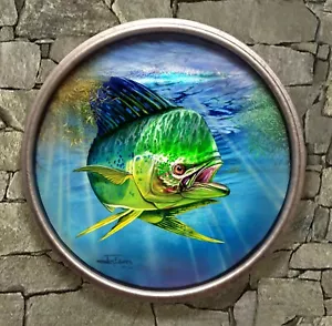 Mahi Mahi Tease - Impresión limitada de arte en lienzo acrílico original Giclee 34/100 - Imagen 1 de 5