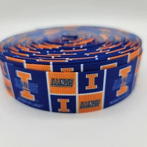 NEW 5-yards of Illinois Flughting Illini  1" wide Grosgrain Ribbon - Picture 1 of 1