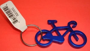 NEW Aluminium 2" Long BLUE BIKE Bicycle Key chain bottle opener with KEY RING - Picture 1 of 1