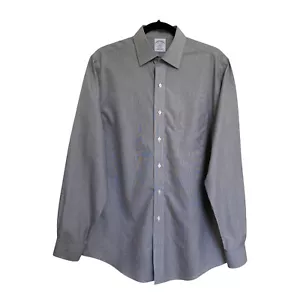 Brooks Brothers 1818 Regent Men's Shirt SZ 15-1/2 Gray White Striped All Cotton - Picture 1 of 4