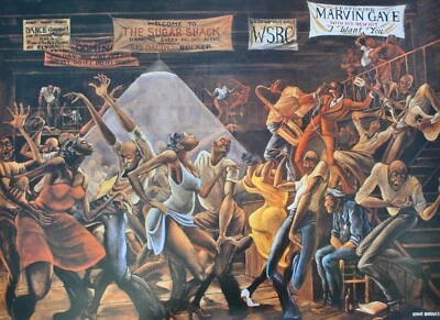 Ernie Barnes: Sugar Shack, Siebdruck Unterzeichnet, 2002 + COA # Marvin Gaye - Bild 1 von 4