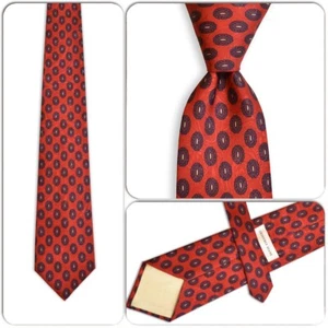 Cravatta Uomo GEOFFREY BEENE USA Designer Geometrica Ovali Rosso/Blu/Bianco - Foto 1 di 4