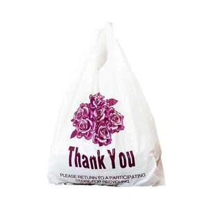 1/8 Rose Flower" Plastic T-Shirt Shopping Bags 18"x11"x5" 450ct ~~Made in USA - Picture 1 of 4