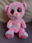 Ty Soft Plush Toy Beanie Boos Franky The Pink Bear Large Glittery Eyes