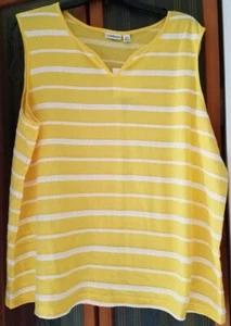 NWT Woman CROFT & BARROW Textured Sleeveless TOP Size XXL Yellow White Stitching - Picture 1 of 3