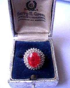 SCRUMPTUOUS! Estate ROYALTY LAB RUBY DIAMOND RING 14k ROSE GOLD SS Size 6.75 - Picture 1 of 6