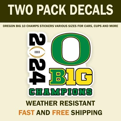 PACK DE 2 PEGATINAS OREGON PATOS 2024 GRANDES 10 CAMPEONES FÚTBOL AMERICANO UNIVERSITARIO PLAYOFFS Foto 1 de 2