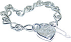 Silver Infinity  Link Charm Bracelet 925 Sterling Silver  Flower Heart Padlock