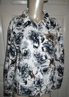 Chaqueta para mujer Cathy Daniels talla Cremallera M Ligera Estampado Floral Blanco y Azul Foto 1 de 4
