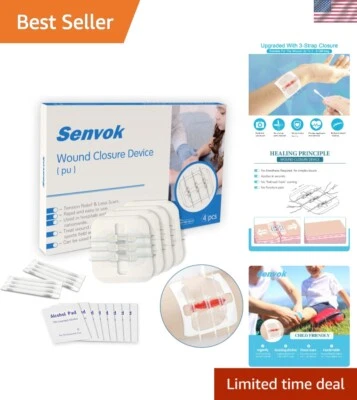 Extra Large Butterfly Wound Closure Strips 4pc Emergency Bandages Laceration Kit - Image 1 of 4