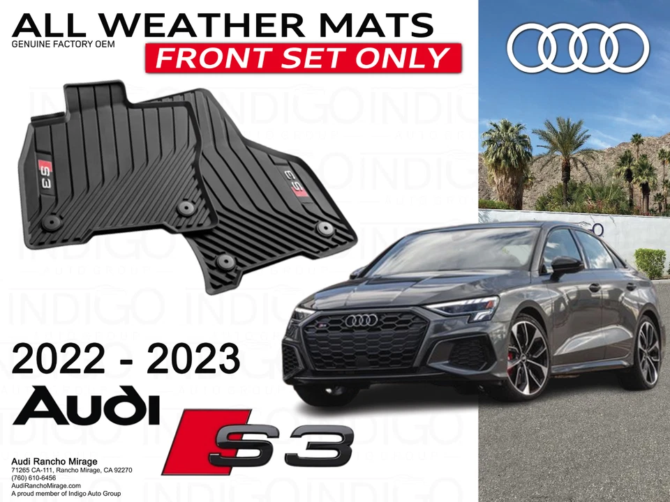 2022-2023 AUDI S3 GENUINE FACTORY OEM All-Weather Black Floor Mat Set -FRONT SET - Image 1 of 2
