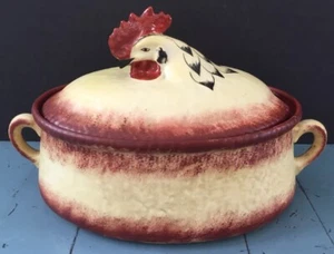 AMAZING ANTIQUE PAINTED ART POTTERY HEN TUREEN-LAMALLE NY CITY MADE IN FRANCE - Picture 1 of 12