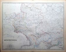 1861 HAND COLOURED MAP SOUTH WEST RUSSIA KINGDOM OF POLAND AUSTRIA KOVNO CRIMEA