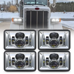 4pcs 4x6" Led Headlights High/Low Beam for Kenworth T400 T600A T800 W900 - Picture 1 of 10